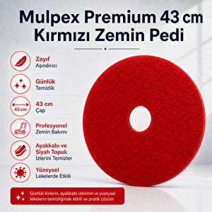 Premium 43 Cm Kırmızı Zemin Temizlik Pedi – Yer Yıkama Makinesi Pedi