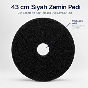 43 Cm Siyah Zemin Pedi – Cila Sökme Ve Ağır Temizlik Pedi