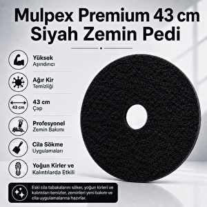 Premium 43 Cm Siyah Zemin Pedi – Cila Sökme Ve Ağır Temizlik Pedi