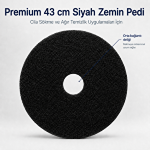 Premium 43 Cm Siyah Zemin Pedi – Cila Sökme Ve Ağır Temizlik Pedi