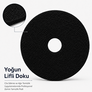 Premium 43 Cm Siyah Zemin Pedi – Cila Sökme Ve Ağır Temizlik Pedi