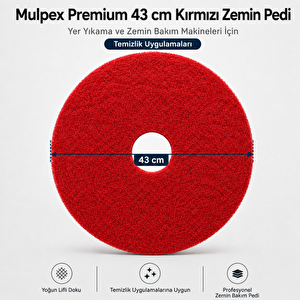 Premium 43 Cm Kırmızı Zemin Temizlik Pedi 5’li Paket – Yer Yıkama Makinesi Pedi