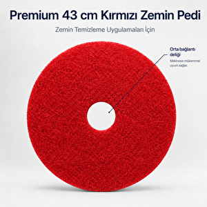 Premium 43 Cm Kırmızı Zemin Temizlik Pedi 5’li Paket – Yer Yıkama Makinesi Pedi