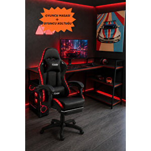 Oyuncu Masası + Oyuncu Koltuğu Takımı, L Masa Ve Ledli Sandalye Seti, Raflı Masa, Gaming Masası, Gaming Sandalyesi