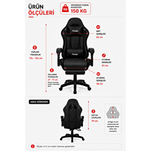 Premium Siyah Oyuncu Koltuğu, Ledli Sandalye, Işıklı, Yüksekliği Ayarlanabilir, Oyuncu Sandalyesi, Ofis Koltuğu, Çalışma Sandalyesi - 150 Kg Taşıma Kapasitesi