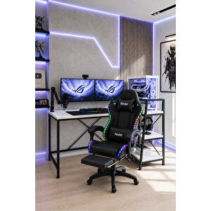 Oyuncu Masası + Oyuncu Koltuğu Takımı, L Masa Ve Ledli Sandalye Seti, Raflı Masa, Gaming Masası, Gaming Sandalyesi