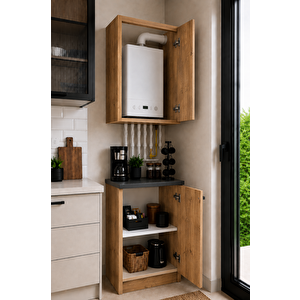 Bien Kombi Dolabı – Kahve Köşesi-çok Amaçlı Dolap -erzak-mutfak-kiler Dolabı - 50 Cm - Atlantikçam
