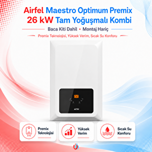 Ai̇rfel Maestro Optimum Premix 26 Kw Tam Yoğuşmalı Kombi (baca Kiti Dahil) (montaj Hariç)