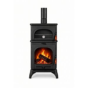 Dorello Termostatlı Fırınlı Tek Camlı Pik Döküm Odun Kömür Sobası - Drl-023