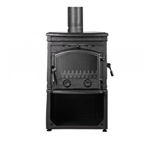 Dorello Odunluklu 3 Camlı Pik Döküm Odun Kömür Sobası - Drl-014st