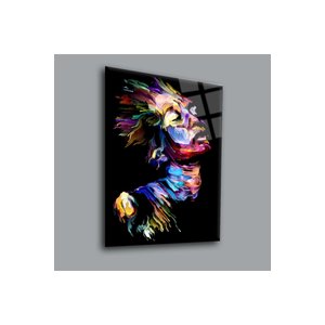 Gökkuşağı Renkli 2 Kadın Cam Tablo #pct0032 | Hayvan Figürlü Dekoratif Duvar Tablosu, Salon, Ofis Ve Çalışma Alanı Dekoru, 70x110 cm