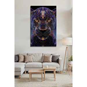 Lüks Galaksi Panter Desenli Parlak Dekoratif Siyah Panter Tasarımlı Cam Tablo | Uzay Temalı Dekoratif Duvar Tablosu, Çocuk Ve Genç Odası Dekoru, 110x70 Cm 110x70 cm