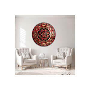 Modern Renkli Mandala Desenli Yuvarlak Dekoratif Cam Tablo Lüks Temperli | Modern Dekorasyon Temalı Dekoratif Duvar Tablosu, Salon, Ev Ve Ofis Dekoru, 60x60 Cm 50x50 cm