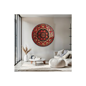 Modern Renkli Mandala Desenli Yuvarlak Dekoratif Cam Tablo Lüks Temperli | Modern Dekorasyon Temalı Dekoratif Duvar Tablosu, Salon, Ev Ve Ofis Dekoru, 60x60 Cm 50x50 cm