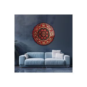 Modern Renkli Mandala Desenli Yuvarlak Dekoratif Cam Tablo Lüks Temperli | Modern Dekorasyon Temalı Dekoratif Duvar Tablosu, Salon, Ev Ve Ofis Dekoru, 60x60 Cm 70x70 cm