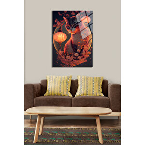 Sevimli Kedi Soyut Tasarım Cam Tablo-kedi Kırılmaz Temperli Cam Üzeri Solmaz Baskı | Hayvan Figürlü Dekoratif Duvar Tablosu, Salon, Ofis Ve Çalışma Alanı Dekoru, 120x80 cm
