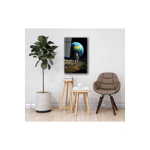 Dünya Arkanda – Uzayda Yalnızlık Ve Cesaret Cam Tablo | Uzay Temalı Dekoratif Duvar Tablosu, Çocuk Ve Genç Odası Dekoru, 30x45 cm