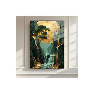 Soyut 3d Doğa Cam Tablo | Doğa Ve Manzara Temalı Dekoratif Duvar Tablosu, Salon, Yatak Odası Ve Ofis Dekoru, 30x45 cm