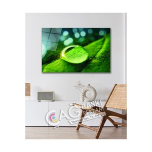 Su Damlası Doğa Göz Alıcı Estetik Cam Tablo Modern Ev Ofis Salon Oda Duvar Dekoru Hediyelik | Doğa Ve Manzara Temalı Dekoratif Duvar Tablosu, Salon, Yatak Odası Ve Ofis Dekoru, 110x70 cm