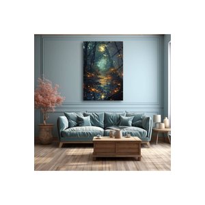 Soyut Manzara Cam Tablo , Kırılmaz Temperli Cam Üzeri Solmaz Baskı | Doğa Ve Manzara Temalı Dekoratif Duvar Tablosu, Salon, Yatak Odası Ve Ofis Dekoru, 120x80 cm