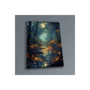 Soyut Manzara Cam Tablo , Kırılmaz Temperli Cam Üzeri Solmaz Baskı | Doğa Ve Manzara Temalı Dekoratif Duvar Tablosu, Salon, Yatak Odası Ve Ofis Dekoru, 120x80 cm