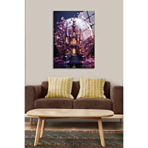Romantik Köşk Temalı Cam Tablo- Kırılmaz Temperli Cam Üzeri Solmaz Baskı | Doğa Ve Manzara Temalı Dekoratif Duvar Tablosu, Salon, Yatak Odası Ve Ofis Dekoru, 120x80 cm