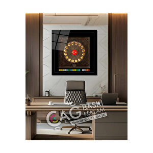 16 Türk Devleti Bayrağı Logoları Cam Tablo Modern Ev Ofis Oda Salon Duvar Dekoru Hediyelik | Doğa Ve Manzara Temalı Dekoratif Duvar Tablosu, Salon, Yatak Odası Ve Ofis Dekoru, 70x70 Cm 80x80 cm