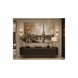 Paris Eyfel Kulesi Manzara Kanvas Tablo Bej Gold Tonlu Şehir Temalı Dekoratif Duvar Tablosu Salon Dresuar Üstü Ofis Yatak Odası Tablosu | Modern Duvar Dekoru | Salon, Yatak Odası Ve Ofis İçin | Mgi De 30x50 cm