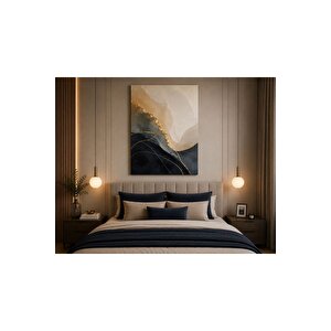 Lacivert Bej Gold Soyut Mermer Efektli Kanvas Tablo Modern Lüks Duvar Dekoru Minimalist Elegant Salon Yatak Odası Antre Dekoratif Tablo | Modern Duvar Dekoru | Salon, Yatak Odası Ve Ofis İçin | Mgi De 30x50 cm
