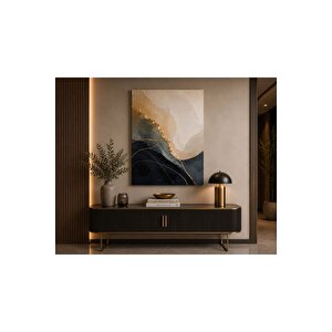 Lacivert Bej Gold Soyut Mermer Efektli Kanvas Tablo Modern Lüks Duvar Dekoru Minimalist Elegant Salon Yatak Odası Antre Dekoratif Tablo | Modern Duvar Dekoru | Salon, Yatak Odası Ve Ofis İçin | Mgi De 30x50 cm