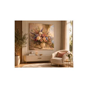 Romantik Provence Çiçek Aranjmanı Kanvas Tablo – Pastel Şakayık Ve Gül Buketi Manzara Temalı Çerçevesiz Dekoratif Duvar Tablosu – Salon, Yatak Odası Ve Oturma Odası Dekorasyonu | Modern Duvar Dekoru | 30x50 cm