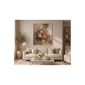 Romantik Provence Çiçek Aranjmanı Kanvas Tablo – Pastel Şakayık Ve Gül Buketi Manzara Temalı Çerçevesiz Dekoratif Duvar Tablosu – Salon, Yatak Odası Ve Oturma Odası Dekorasyonu | Modern Duvar Dekoru | 30x50 cm