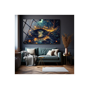 Gece Manzara Uv Baskılı Cam Tablo , Kırılmaz Temperli Cam Üzeri Solmaz Baskı | Doğa Ve Manzara Temalı Dekoratif Duvar Tablosu, Salon, Yatak Odası Ve Ofis Dekoru, 45x30 cm