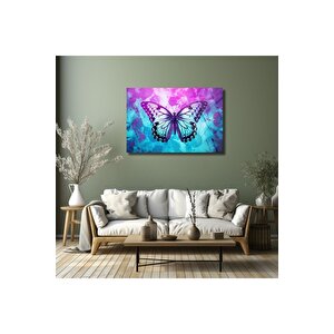 Kelebek Cam Tablo , Kırılmaz Temperli Cam Üzeri Solmaz Baskı | Doğa Ve Manzara Temalı Dekoratif Duvar Tablosu, Salon, Yatak Odası Ve Ofis Dekoru, 90x60 cm