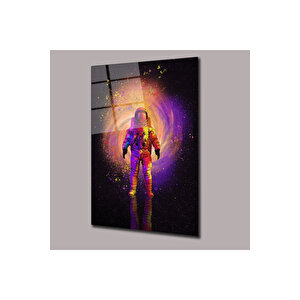 Renkli Astronot Uzay Ve Bilim Cam Tablo #pct0716 | Uzay Temalı Dekoratif Duvar Tablosu, Çocuk Ve Genç Odası Dekoru, 60x90 cm