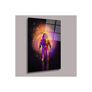 Renkli Astronot Uzay Ve Bilim Cam Tablo #pct0716 | Uzay Temalı Dekoratif Duvar Tablosu, Çocuk Ve Genç Odası Dekoru, 60x90 cm