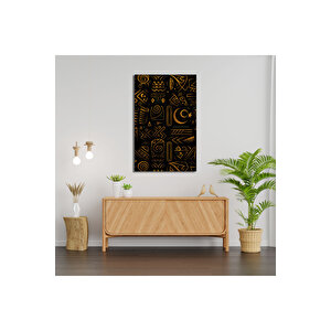 Altın Çizgilerin Dili Soyut Geometrik Desenli Cam Tablo | Çocuk Odası Temalı Dekoratif Duvar Tablosu, Çocuk Odası Ve Oyun Alanı Dekoru, 90x60 cm