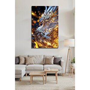 Zümrüdü Anka Kuşu Cam Tablo Altın Detaylı Modern Dekoratif Lüks Salon Ofis Tablosu Temperli Cam | Hayvan Figürlü Dekoratif Duvar Tablosu, Salon, Ofis Ve Çalışma Alanı Dekoru, 30x45 cm