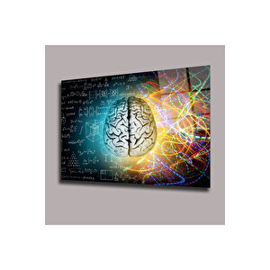 Mantıksal Sol Beyin Ve Yaratıcı Sağ Beyin Uzay Ve Bilim Cam Tablo #pct0957 | Uzay Temalı Dekoratif Duvar Tablosu, Çocuk Ve Genç Odası Dekoru, 60x90 cm