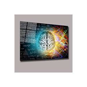 Mantıksal Sol Beyin Ve Yaratıcı Sağ Beyin Uzay Ve Bilim Cam Tablo #pct0957 | Uzay Temalı Dekoratif Duvar Tablosu, Çocuk Ve Genç Odası Dekoru, 60x90 cm