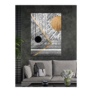 Modern İz – Gold Line Minimal Sanat Cam Tablo - Modern Tarz Ev Dekorasyonu | Doğa Ve Manzara Temalı Dekoratif Duvar Tablosu, Salon, Yatak Odası Ve Ofis Dekoru, 35x50 cm