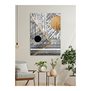 Modern İz – Gold Line Minimal Sanat Cam Tablo - Modern Tarz Ev Dekorasyonu | Doğa Ve Manzara Temalı Dekoratif Duvar Tablosu, Salon, Yatak Odası Ve Ofis Dekoru, 35x50 cm