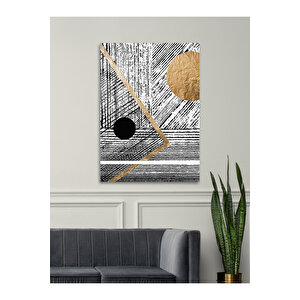Modern İz – Gold Line Minimal Sanat Cam Tablo - Modern Tarz Ev Dekorasyonu | Doğa Ve Manzara Temalı Dekoratif Duvar Tablosu, Salon, Yatak Odası Ve Ofis Dekoru, 35x50 cm