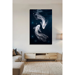 Modern Işıltılı Kristal Görünümlü Şeffaf Balıklar Derin Deniz Temalı Lüks Cam Tablo | Deniz Temalı Dekoratif Duvar Tablosu, Salon, Ofis Ve Yazlık Dekoru, 30x45 cm