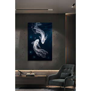Modern Işıltılı Kristal Görünümlü Şeffaf Balıklar Derin Deniz Temalı Lüks Cam Tablo | Deniz Temalı Dekoratif Duvar Tablosu, Salon, Ofis Ve Yazlık Dekoru, 30x45 cm
