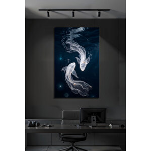 Modern Işıltılı Kristal Görünümlü Şeffaf Balıklar Derin Deniz Temalı Lüks Cam Tablo | Deniz Temalı Dekoratif Duvar Tablosu, Salon, Ofis Ve Yazlık Dekoru, 30x45 cm