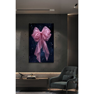 Pembe Fiyonk Modern Galaksi Temalı Parıltılı Şık Dekoratif Cam Tablo | Uzay Temalı Dekoratif Duvar Tablosu, Çocuk Ve Genç Odası Dekoru, 30x45 cm