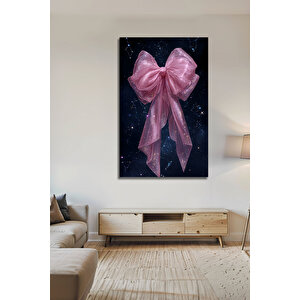 Pembe Fiyonk Modern Galaksi Temalı Parıltılı Şık Dekoratif Cam Tablo | Uzay Temalı Dekoratif Duvar Tablosu, Çocuk Ve Genç Odası Dekoru, 30x45 cm