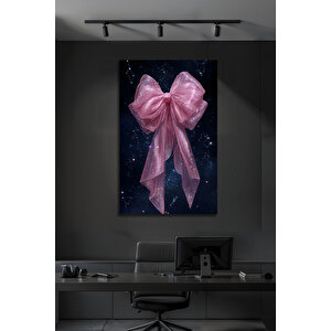 Pembe Fiyonk Modern Galaksi Temalı Parıltılı Şık Dekoratif Cam Tablo | Uzay Temalı Dekoratif Duvar Tablosu, Çocuk Ve Genç Odası Dekoru, 30x45 cm
