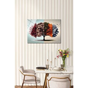 Hayat Ağaci Yatay Cam Tablo-kırılmaz Temperli Cam Üzeri Solmaz Baskı | Doğa Ve Manzara Temalı Dekoratif Duvar Tablosu, Salon, Yatak Odası Ve Ofis Dekoru, 45x30 cm